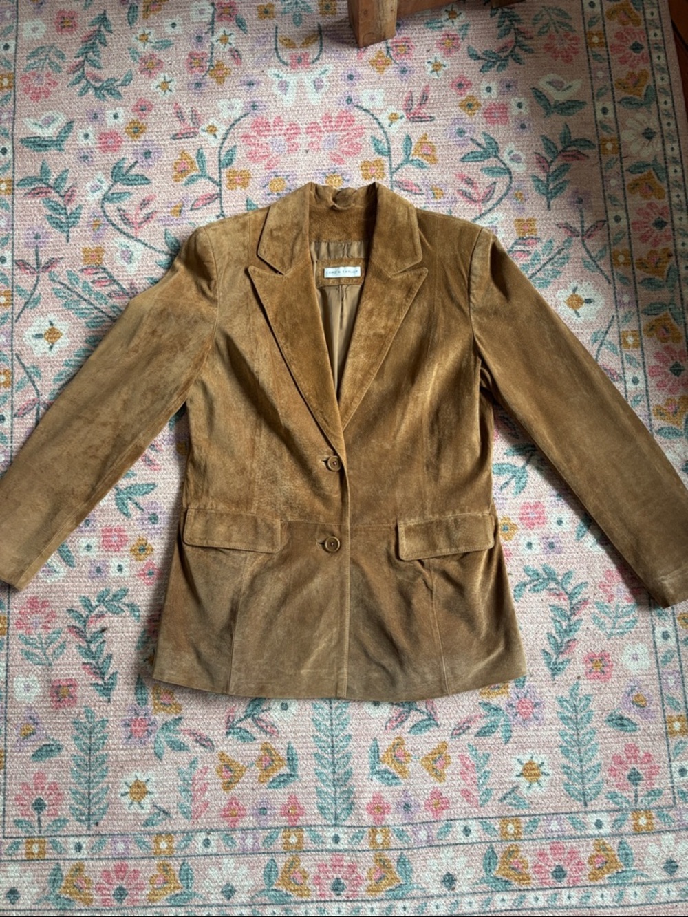 Lord & Taylor Tan Suede Two-Button Blazer
